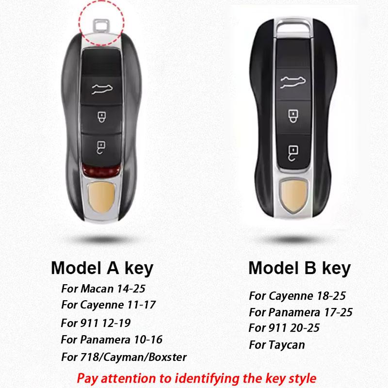 Car Key Paint Case Bordeaux Red Shell Replacement for Porsche Cayenne Mancan Panamera 911 718 Boxster Cayman Taycan 2010-2024