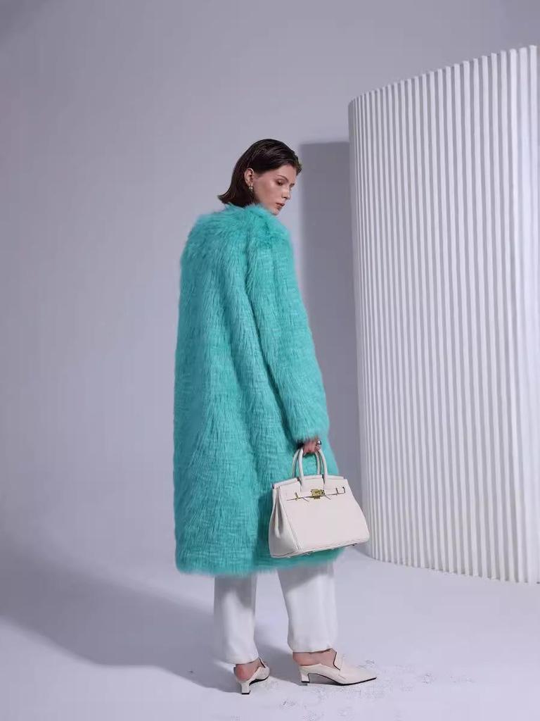 Women's Eco-Friendly Faux Lamb Curly Fur Coat - European & American Style Overcoat