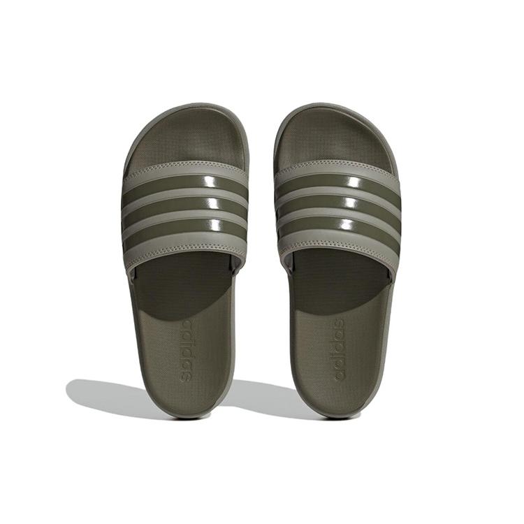 Adidas Adilette Platform Slides Silver Pebble Olive Strata Women's