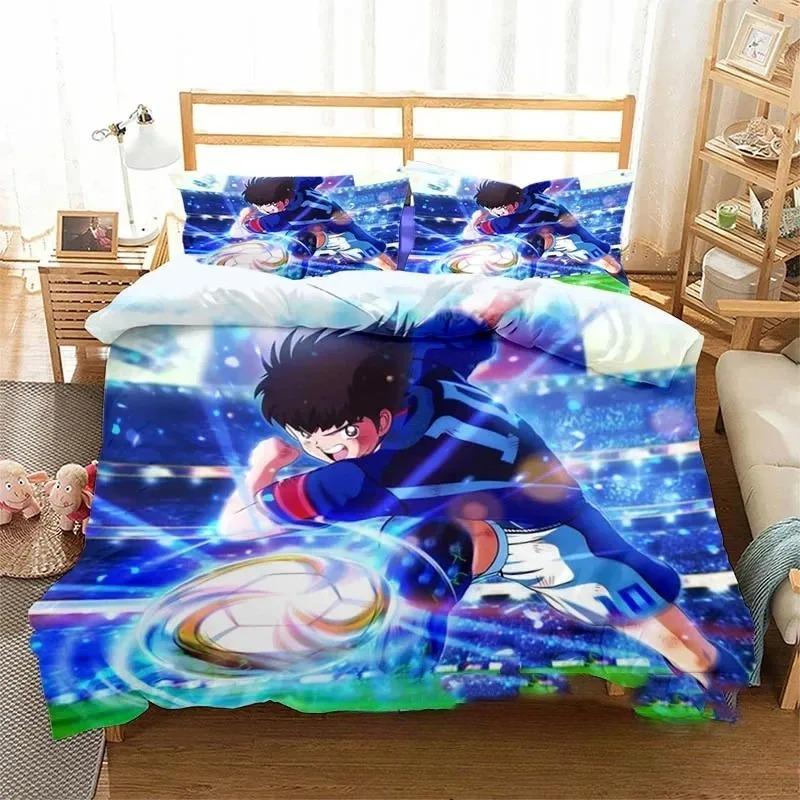 Comforter Cartoon Football Captain Tsubasa Bedding Set Adult Boys Girls Bedroom Decoration Single Double Size