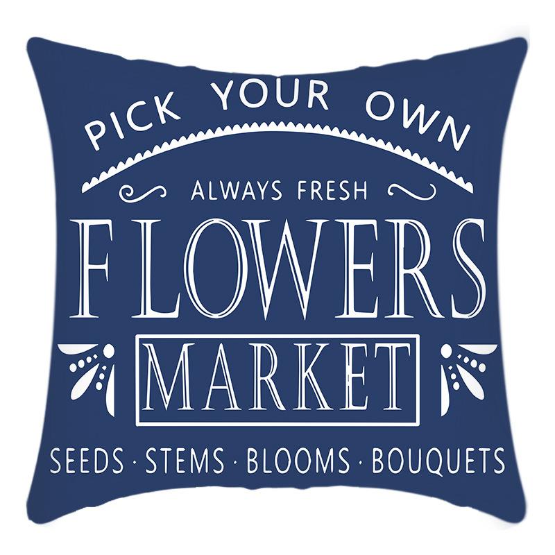 New Pillowcase Green Plant Letter Print Pillowcase Flower Print Pillowcase Home Sofa