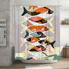 Coastal Ocean Fish Shower Curtain Waterproof Seascapes Bathroom Decor Beach Vibes Home Textile Artistic Print Wall Hanging
