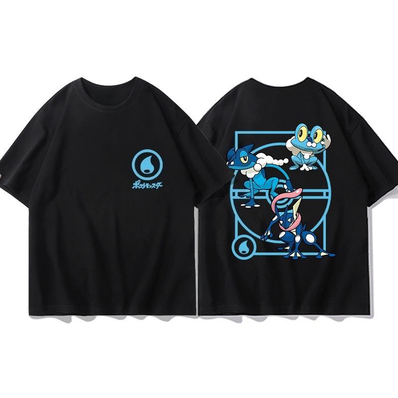 Animation Derivatives Short Sleeve T-Shirt Gengar Psyduck Mewtwo Printed Men's Boys and Girls Summer New Fashion