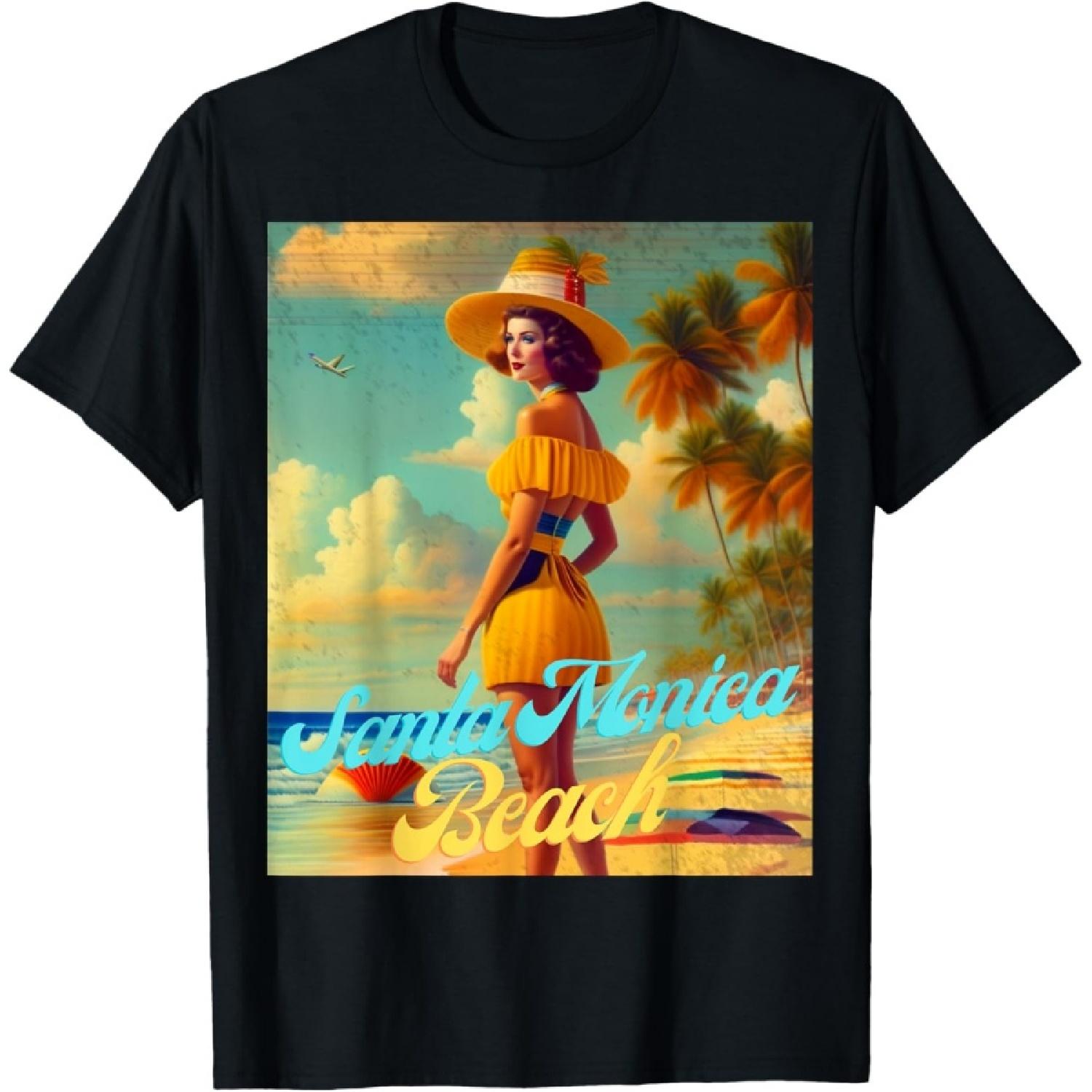 

Santa Monica Beach California Parasdise Beautiful Woman T-Shirt(1) XXXXXL чорний