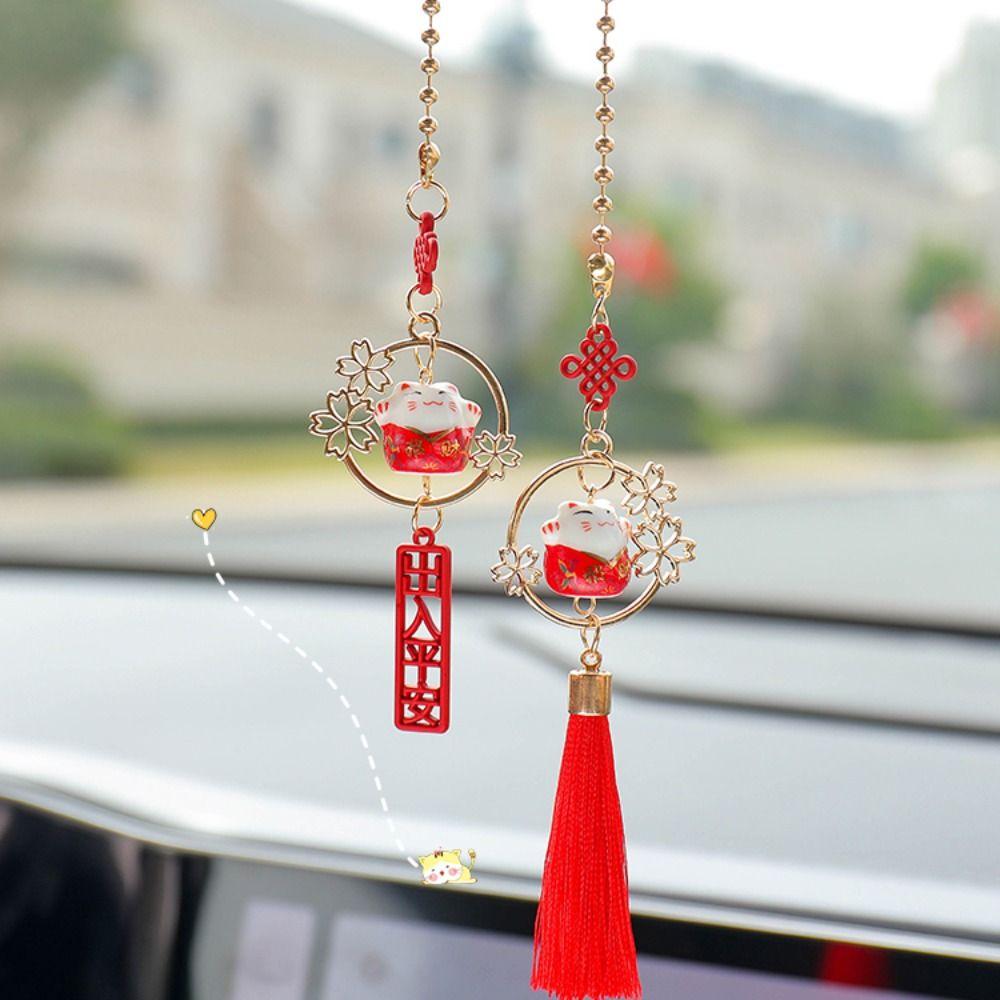 DIY Trinkets Lucky Cat Pendants Room Decoration Auto Rearview Mirror Pendant Car Hanging Pendants