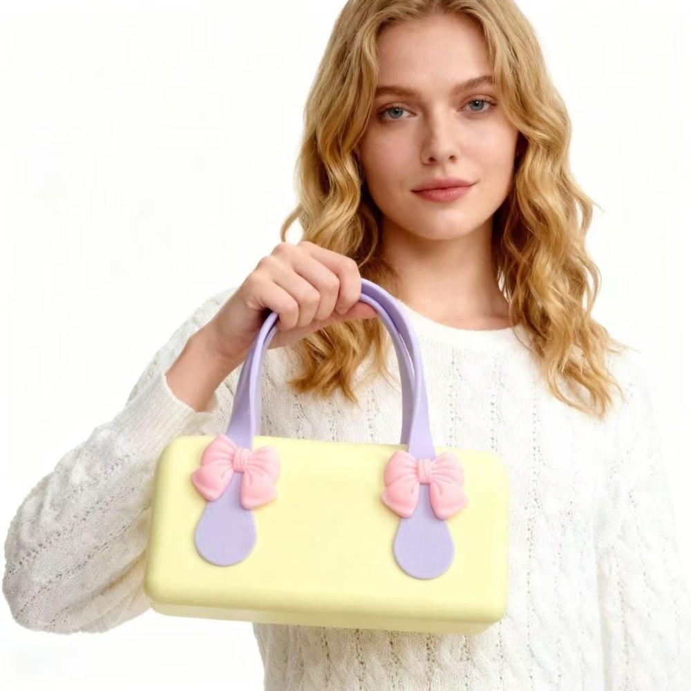 Durable Silicone Handbag Washable Toiletry Organizer Tote Underarm Purse Bow Mini Tote  Sweet Girls