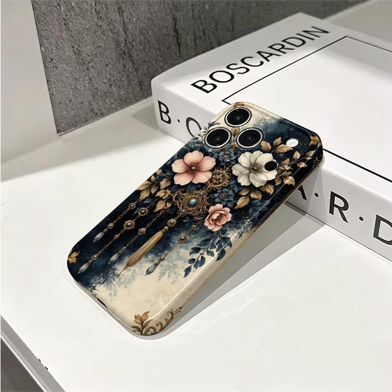Antique Filigree Tassel Pendant Art Graphic Film Aesthetic Protective Shockproof Bumper Phone Case For iPhone 14 15 16 Pro Max Plus