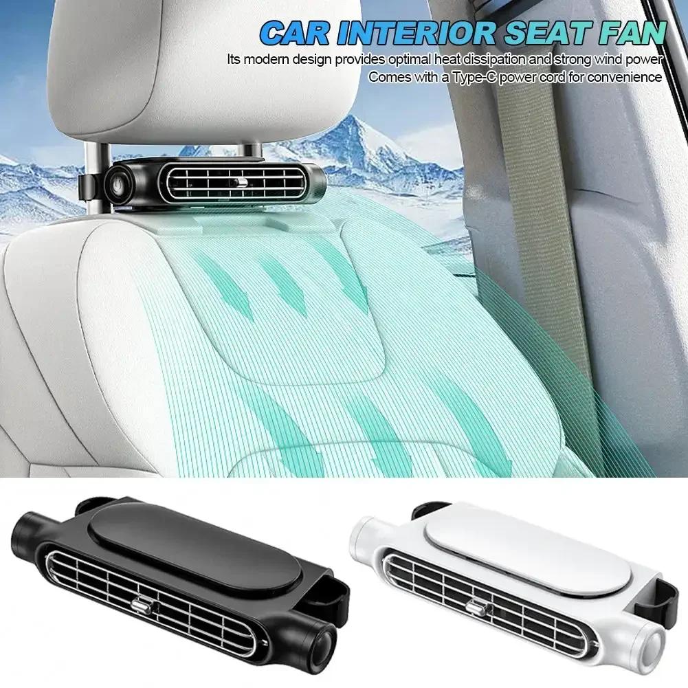 Car Backseat Cooling Fan Electric Auto Backseat Car Fan 3 Speeds Adjustable Wind Speeds Cooling Tool for Mini Cars RVs Sedans