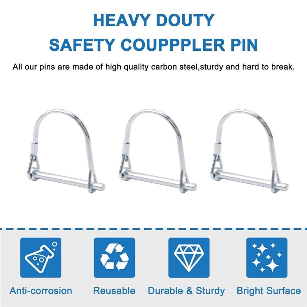 10Pcs Wire Lock Pin, Carbon Steel Shaft Locking Pin, Round Loop Wire Lock Pin for Track Farm Lawn(6*50)