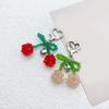 Elegant Crystal Beaded Bowknot Keyring Sweet Cherries Bowknot Key Chain with Crystal Beads Personalized Keyring Ornament
