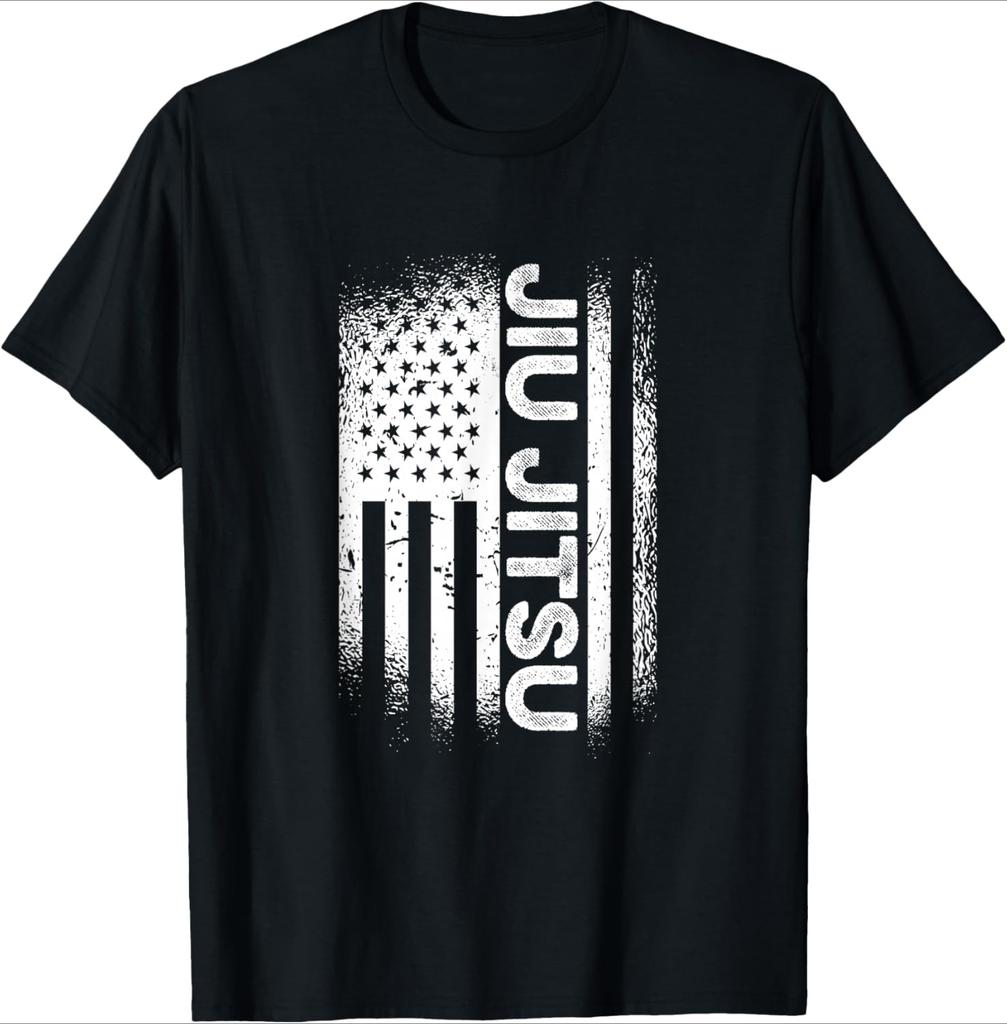 Jiu Jitsu American Flag Brazillian Ju Jitsu design100 cotton summer casual Oneck short sleeve printed mens Tshirt