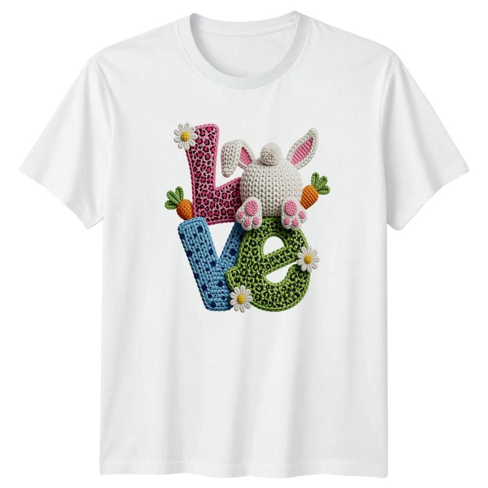 Love Unisexs TShirt Easter Bunny Knit Animal Print Easter Gift For Her S