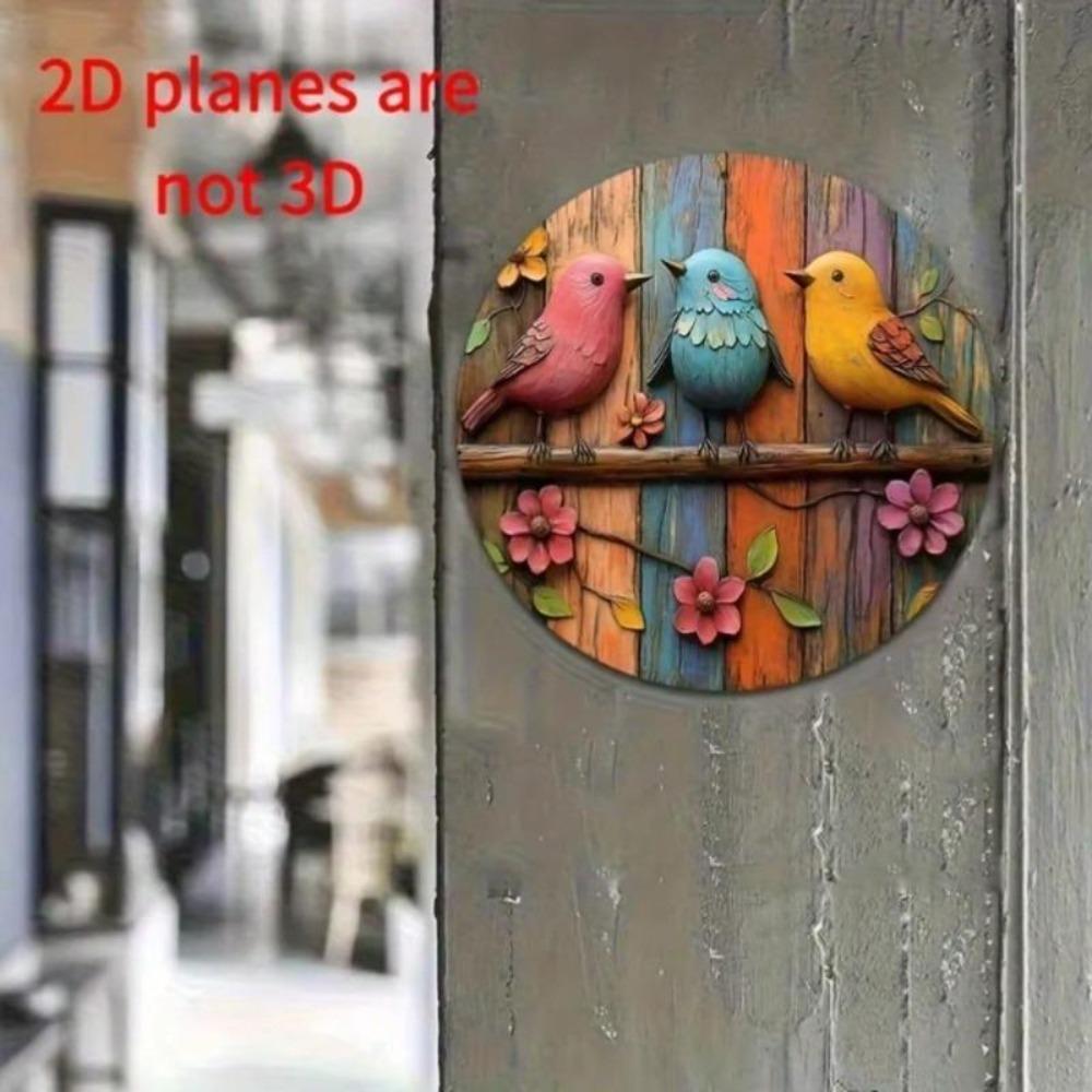 Vintage Tin Wall Art Vibrant Bird Floral Metal Sign Home Decor