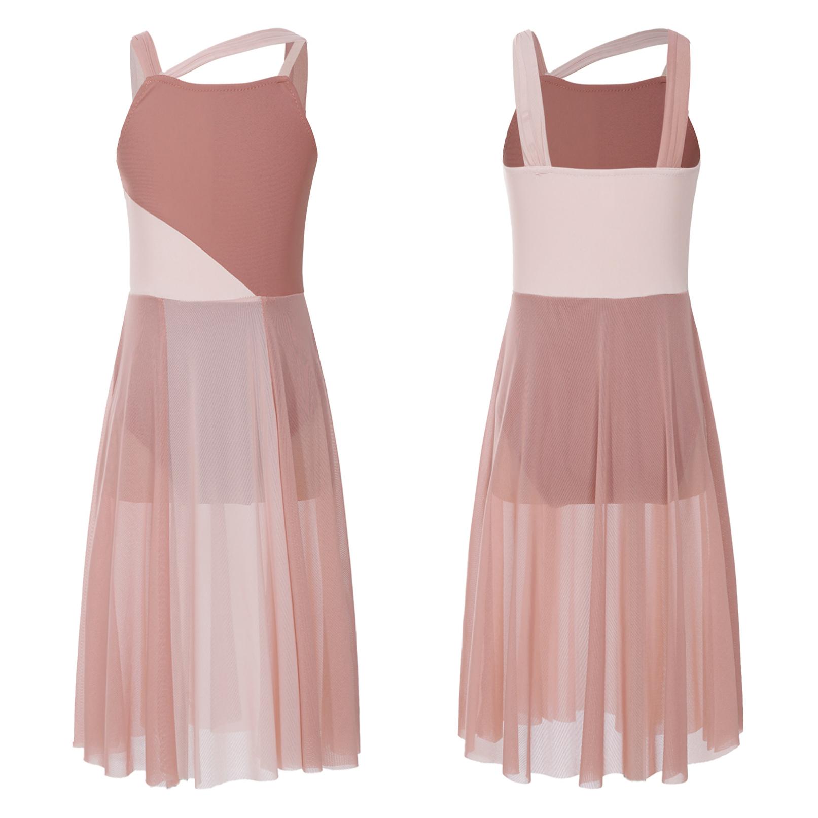 

Балетне плаття з сіткою для дівчаток, сучасний танцювальний костюм із ліричним купальником без рукавів 15-16 Years