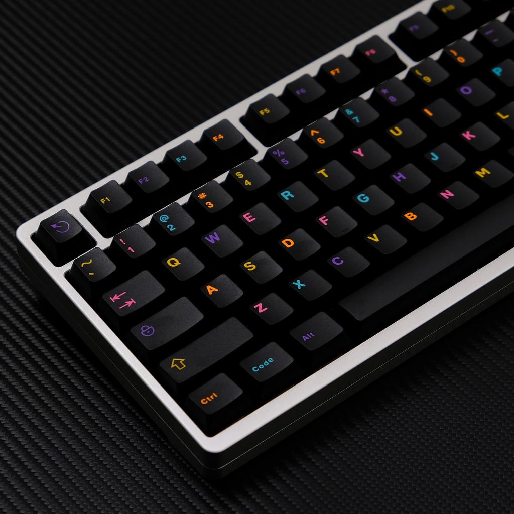 121 Key Double Shot Black Keycaps Cherry Profile Keycaps Fit Cherry Mx Switch Mechanical Keyboard 61/64/87/104/108