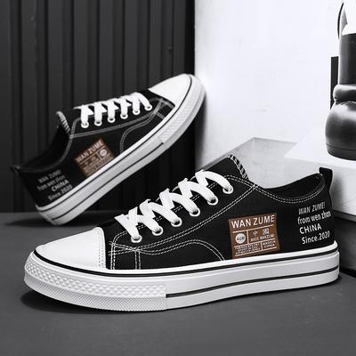 Youth Flat-Bottomed Canvas Breathable Board Shoes Fashion Casual Low-Top Lace-Up Sneakers Spot Men'S Shoes