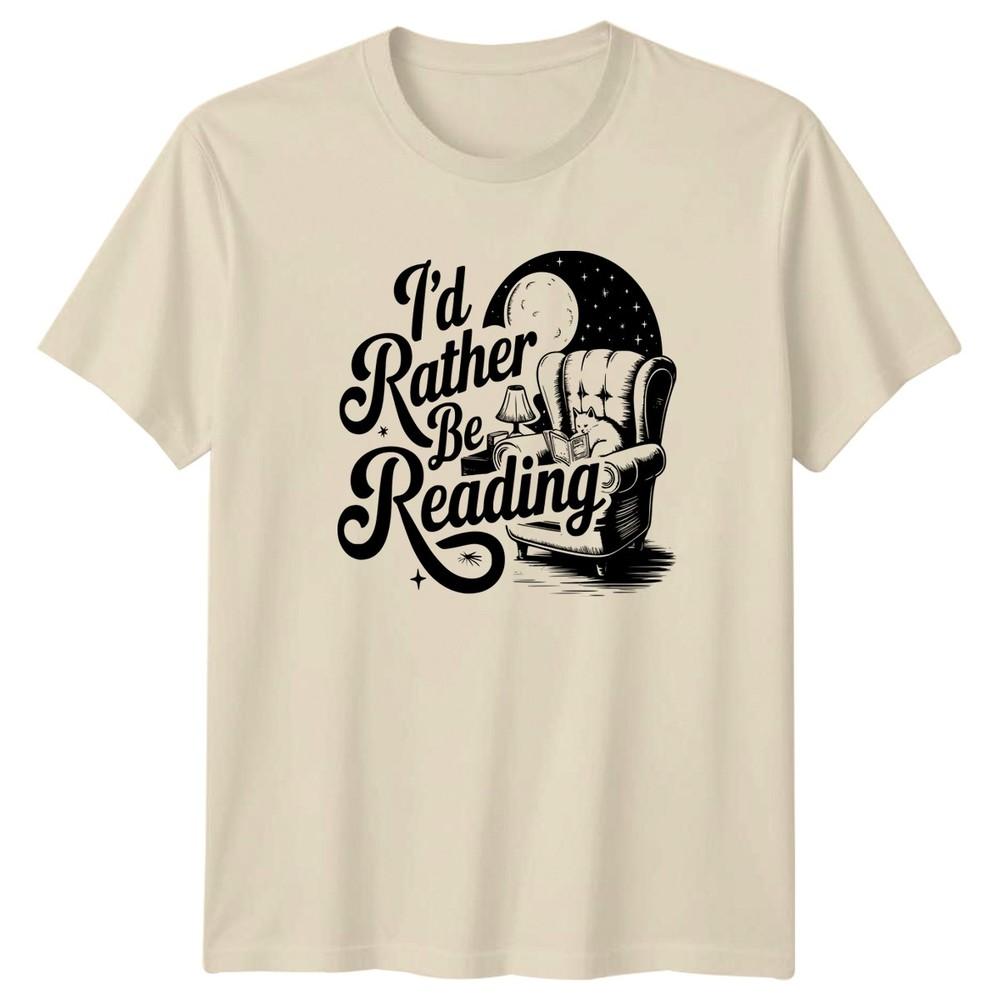 Id Rather Be Reading TShirt Cat Lover Cozy Bookworm Gift For Him And Her