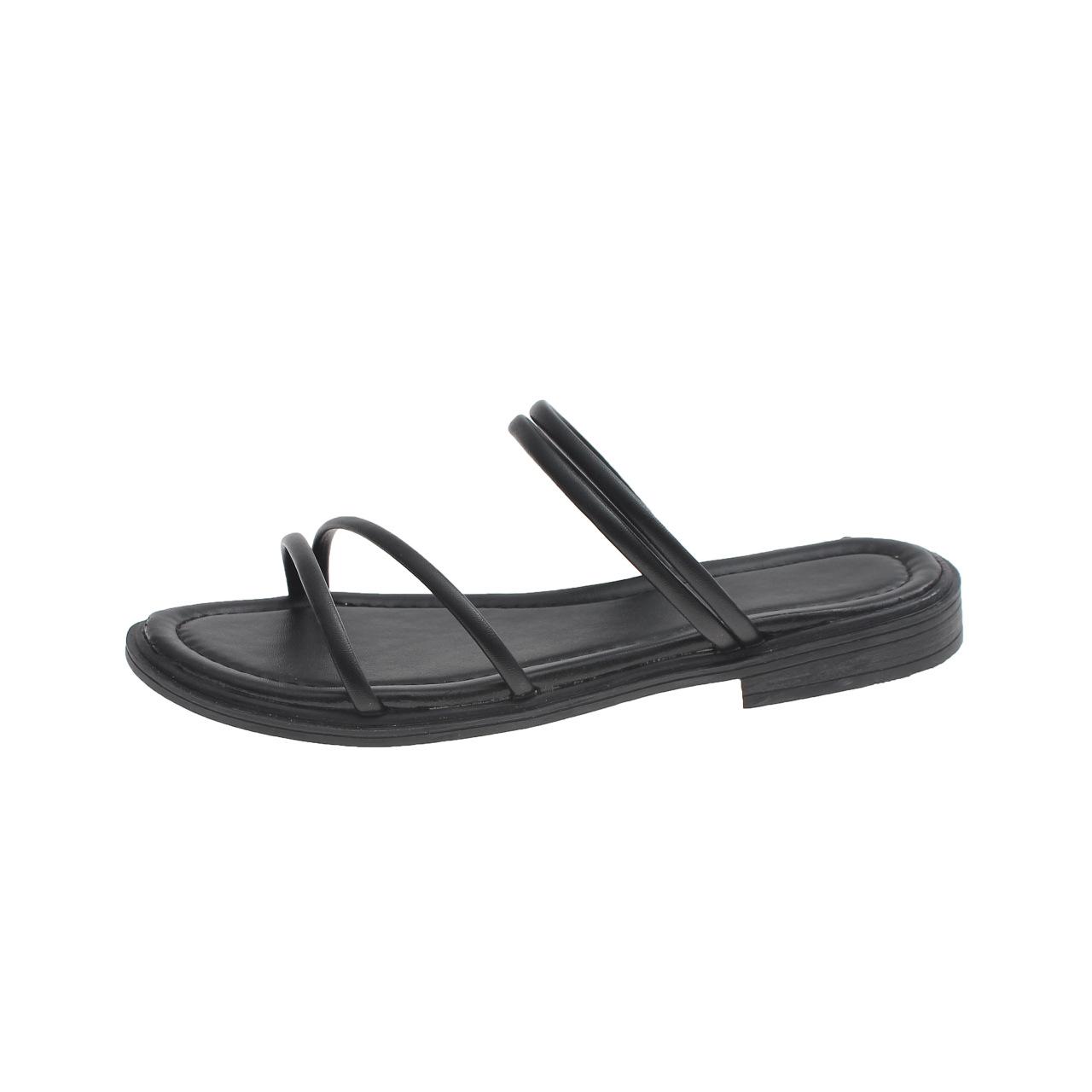 

Сандалии на плоской подошве с мягким дном и одним ремешком в стиле римских туфель 40 чёрный