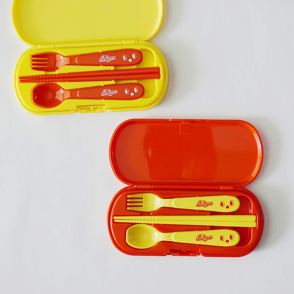 Padou Nikkyoro Cutlery Trio Set with for Lunch Cutlery Made In Japan X X (Red) Lid, Kindergarten, Nursery, Children, Lightweight, Box, Spoon, Fork,