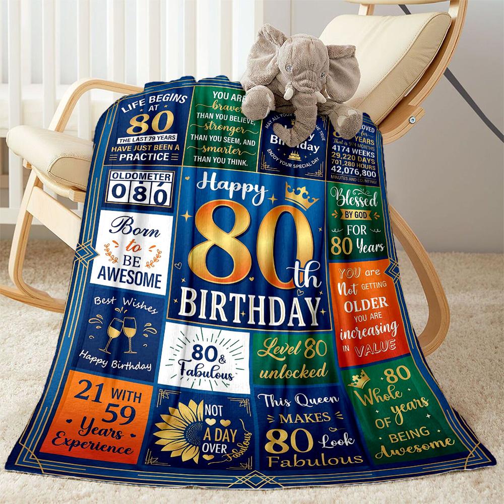 Coperta in Flanella per l'Ottantesimo Compleanno - Morbida e Adatta per Divani, Letti, Uffici, Viaggi, Tutte le Stagioni, Ottimo Regalo per Feste e Compleanni.