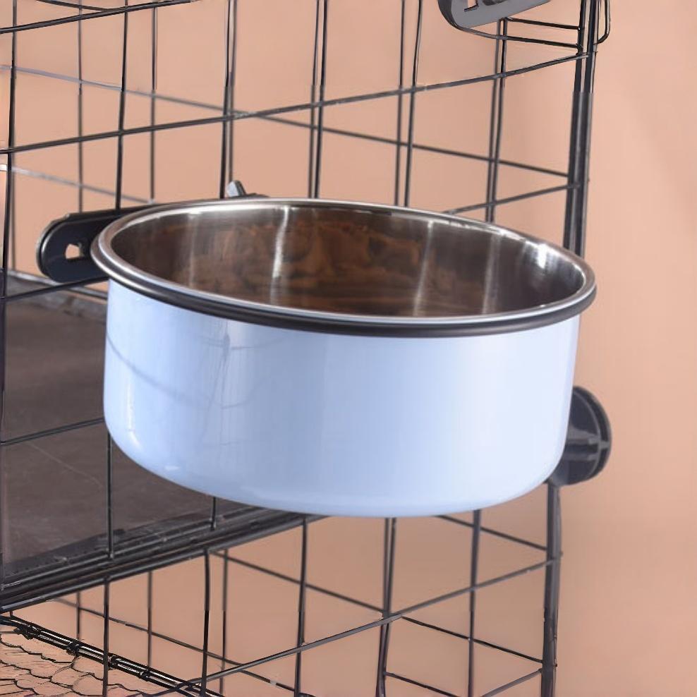 Hanging Double-Layer Stainless Steel Pet Bowl: Non-Spill Suspension Feeder & Water Dish for Dogs and Cats, Easy-Clean Design