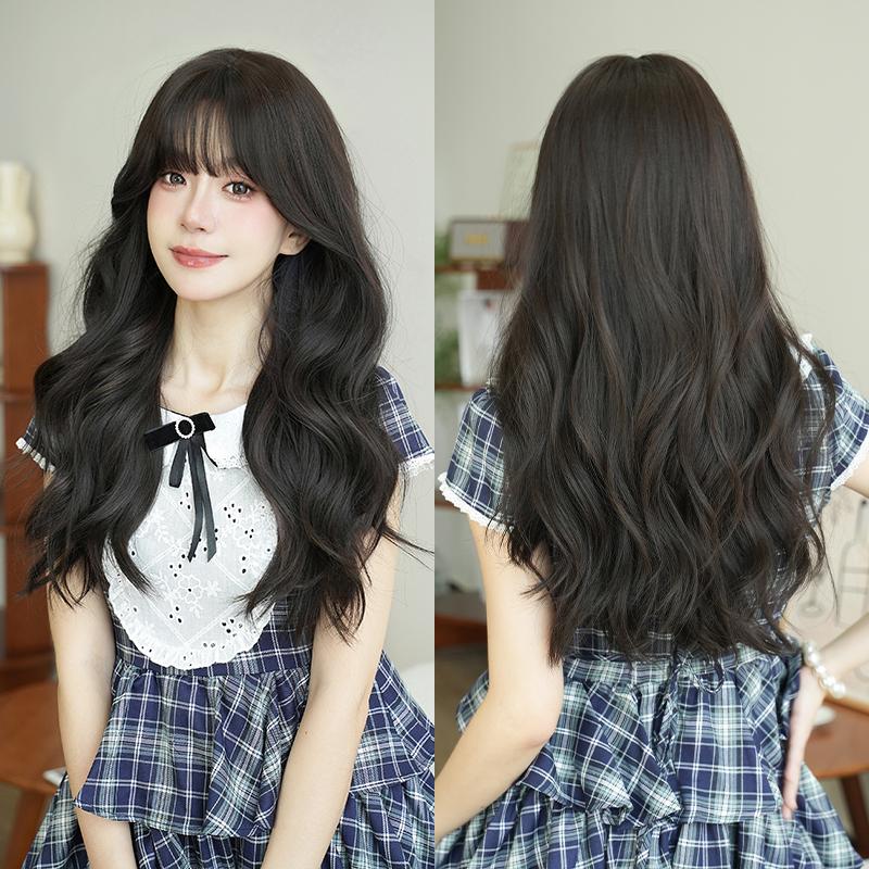 Professional  WIGS Long Body Wavy Sakura Pink Wig for Sweet Girl High Density Synthetic Loose Curly Hair Wig with Bangs Beginner Friendly