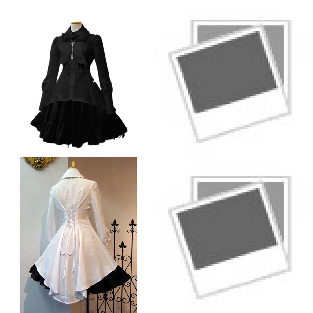Enchanting Women Gothic Vintage Dress With Bow For Cosplay And Lolita Ruffle Prom