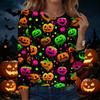 Women's Halloween Print Pullover Sweatshirt Crew Neck Long Sleeve Casual Loose Fit Top for Fall and Winter