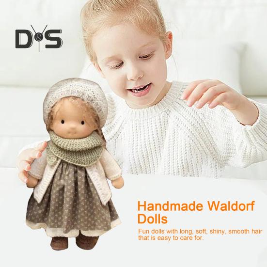 Handmade Waldorf Doll Stylish Clothes Expression Knitted Dolls with Soft Hair Vintage Crocheted Doll Gift for Family Friends Outdoor Travel Home Decor