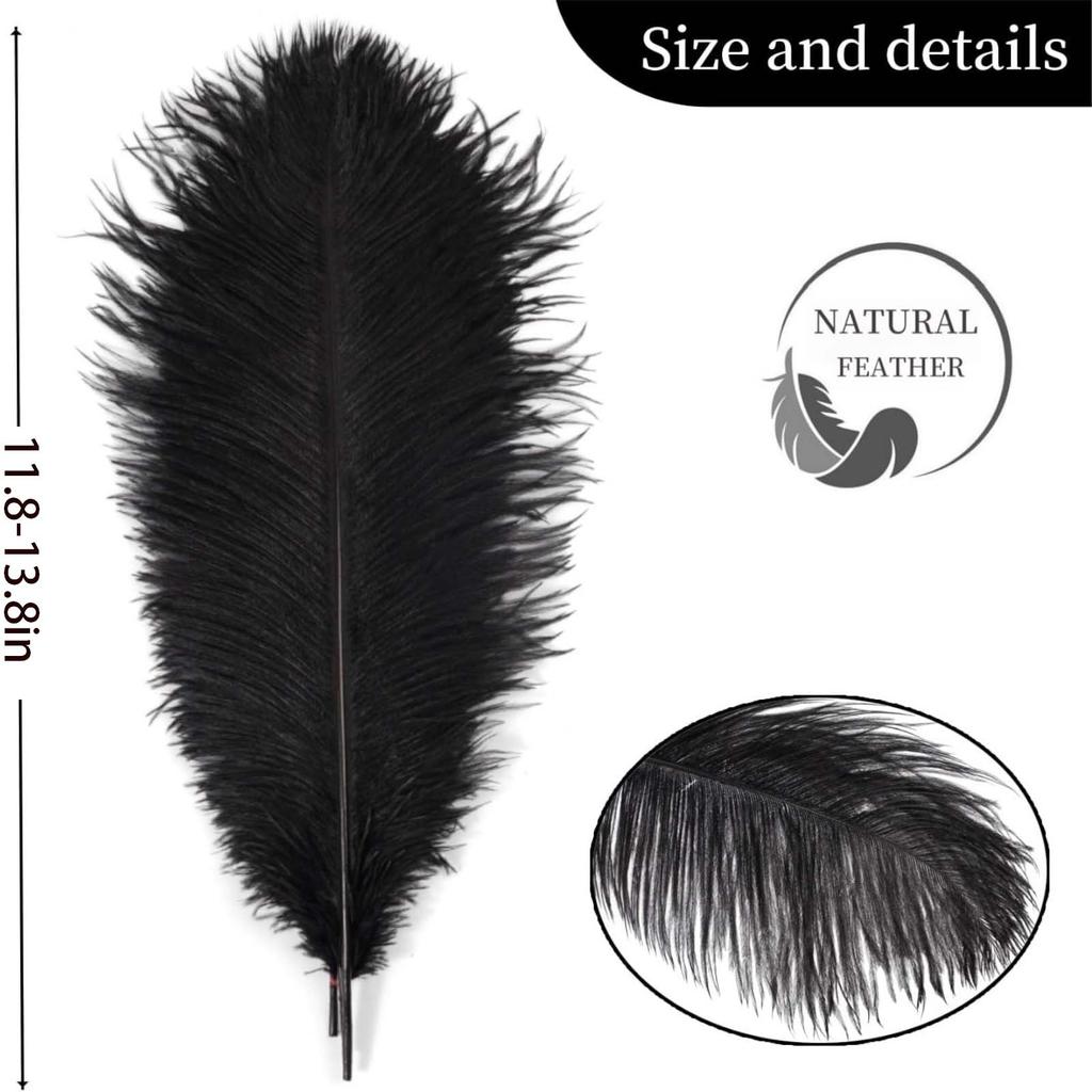 10pcs Ostrich Feathers, 11-13.8 inch(30-35cm) Natural Bulk White Feathers for Crafting Vase Wedding Party Home Christmas Day Decoration