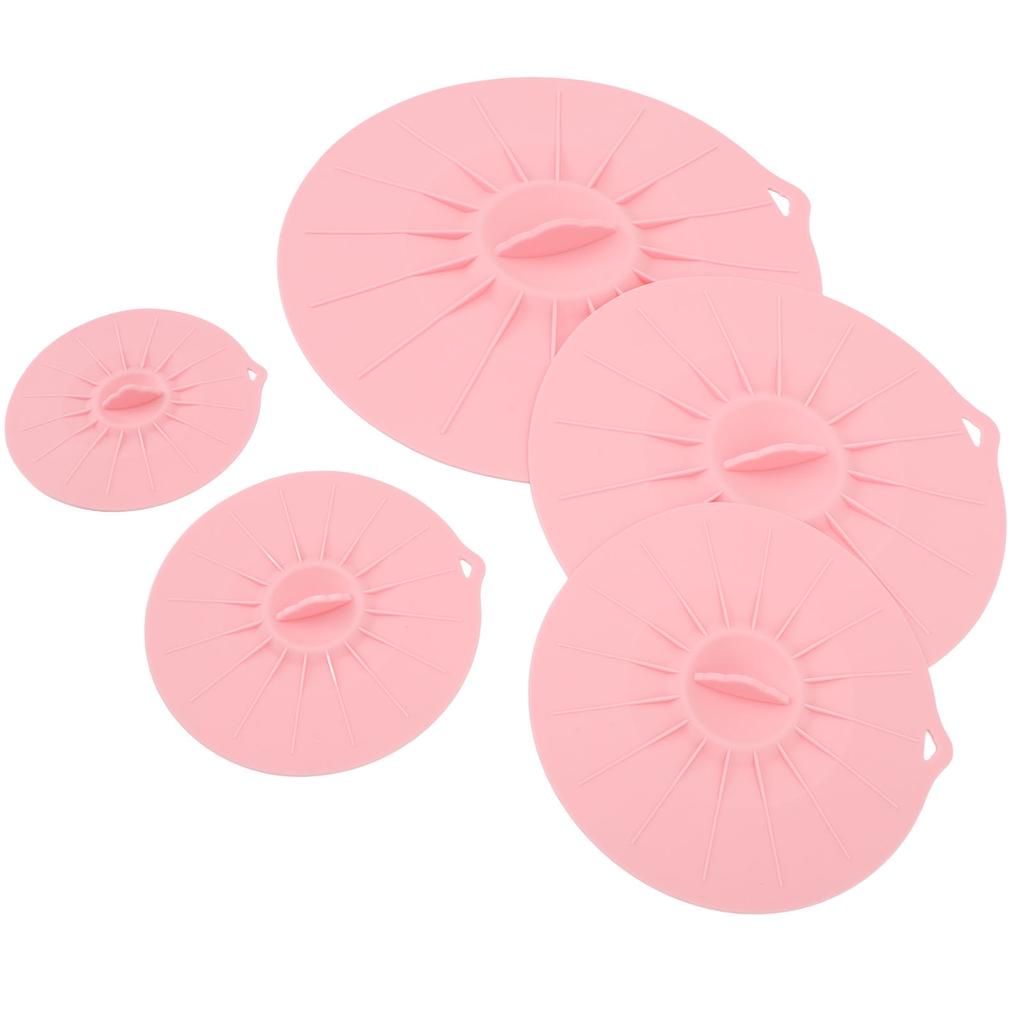 Silicone Lid Set Heat Resistant Reusable Microwave Splatter Cover Food Suction Lid for Bowls Pots Pans 5pcs