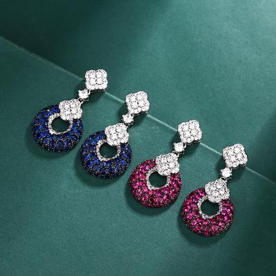 Schmuck Jahr S Silbernadel Ohrstecker Diamantsimulation Roter Korund Königsblaue Ohrringe Damenohrringe