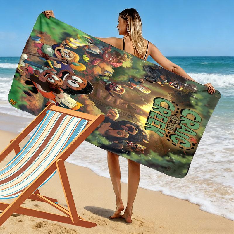 Creek Hideout Print Beach Towel, Large Soft Quick Dry Towel for Beach Camping Swimming