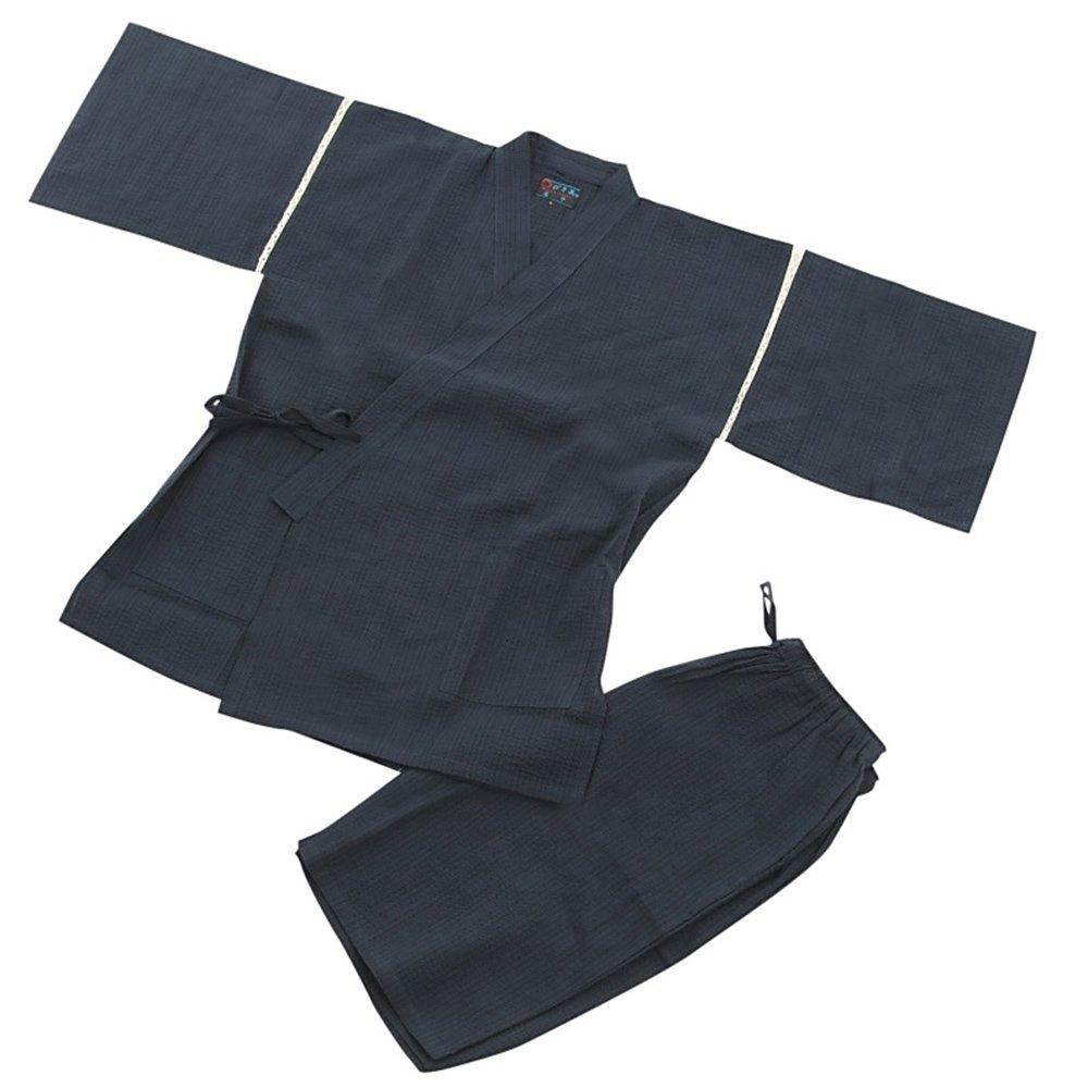 Jinbei Shijira Weave Cool Summer Cotton Discharge Original Pattern Japanese Pattern Wind God Raijin Wave Navy LL [Edo Ten] 100%