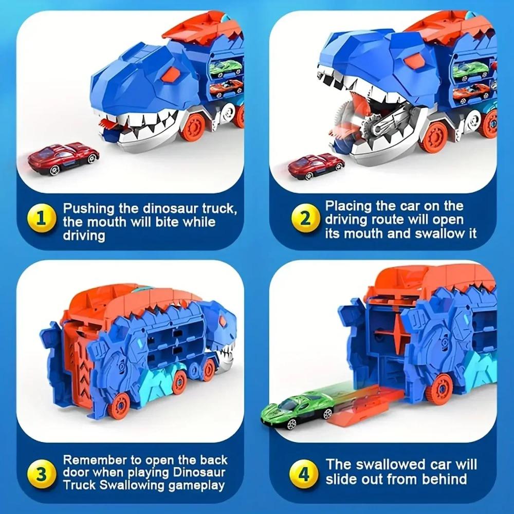 Camion Dinozaur Transport 35CM cu Pliabil în Picioare Transformă Pista de Curse Glisantă T-rex Cele Mai Bune Cadouri de Ziua de Naștere Jucării Băieți Și Fete