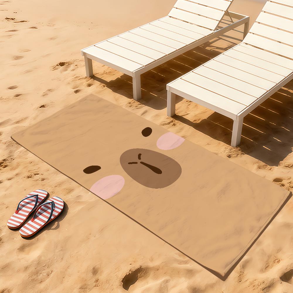 cute cartoon art kawaii Capybara face Towel Soft Beach Towels Quick Dry Pool Towel for Travel Gym bathing Spa Camp sport Gift