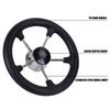 13.5in 5 Spoke Boat Destroyer Steering Wheel with Black Foam Stainless Steel Steering Wheel for Marine Yacht Easy Setup