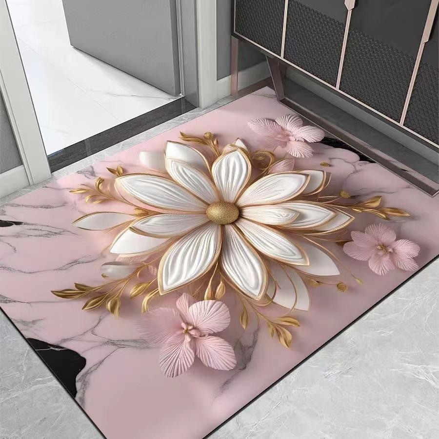 Elegant 3D Printed Memory Foam Bathroom Mat with Non-slip Design