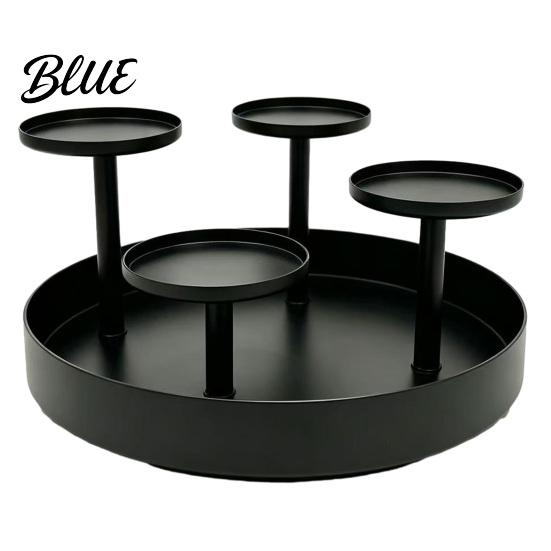Indoor Ambient Lighting Elegant Fireplace Holder Circular Pillar Candle Stand Metal 4-Pillar Tiered Mantle Decor