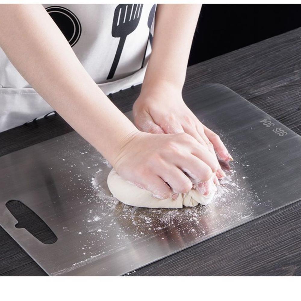 304 Stainless Steel Panel and Chopping Board Kitchen Household Thickened Double Sided Cutting Board Block Kneading Dough Board