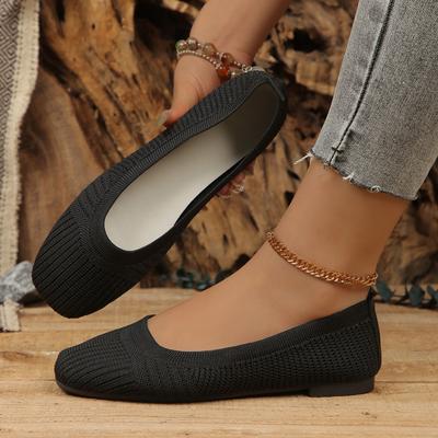 Dames Flats Nieuwe Comfortabele Gebreide Ballerina Schoenen voor Dames Casual Instappers Ondiepe Loafers Schoenen Plus Size Kantoor Bootschoenen