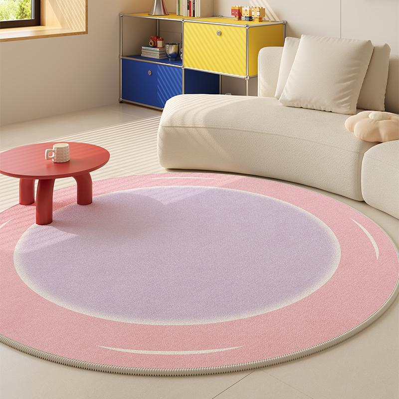 Pink Round Carpets for Living Room Thick Plush Bedroom Decor Anti-slip Carpet Fluffy Soft Bedside Floor Mat Washable Lounge Rug