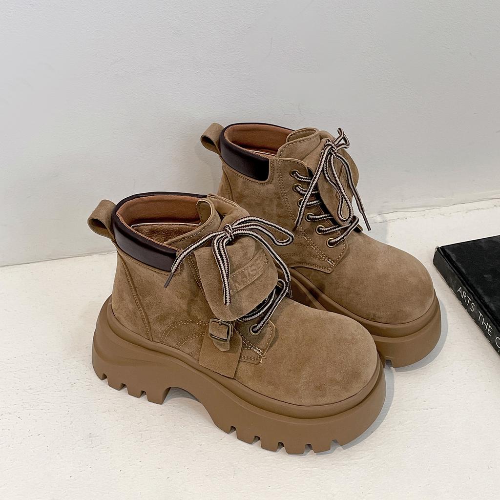 Queen Fan retro small man thick-soled heightening Martin boots women's 2025 new autumn thin versatile short boots