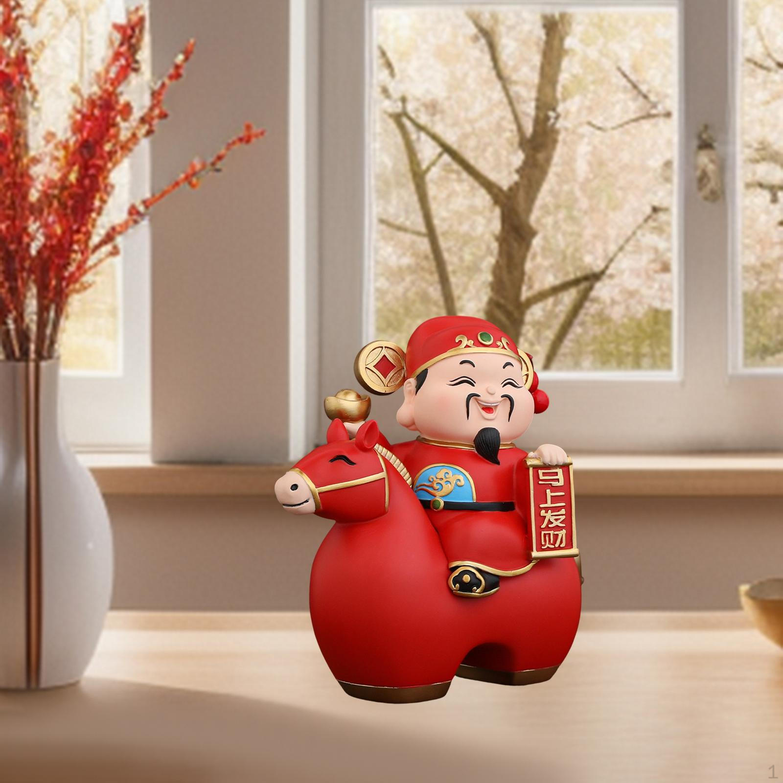 

Figurine Chinese Feng Shui Sculpture Ornament Resin for Desktop S Red