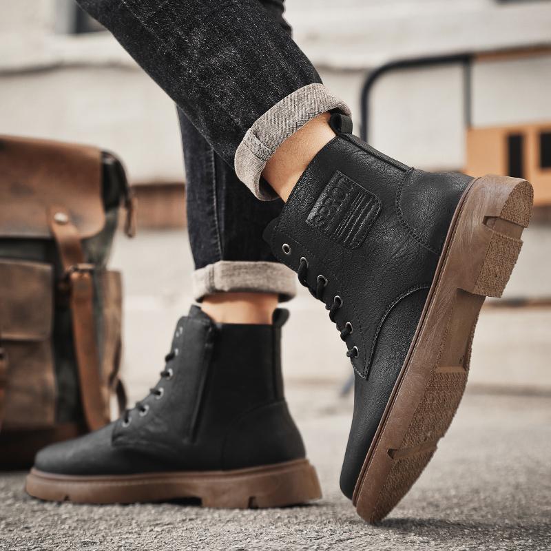 Men's Soft Soled Four Season Anti Slip Comfortable High Cut Boots Men's Thick Soled Comfortable Outdoor Travel Shoes