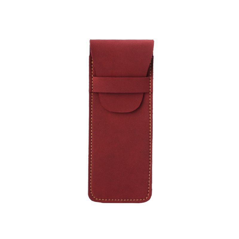 Vintage Leather Pen Case Pocket Pen Pouch Pen Sleeve Mini Stationery Organizer Bag For Students Office Women Men Business Travel