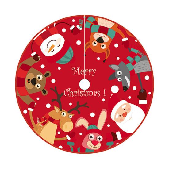 36 Inches Christmas Tree Skirt Red Santa Snowflakes Snowman Reindeer Xmas Tree Skirt Holiday Decor for Home Party
