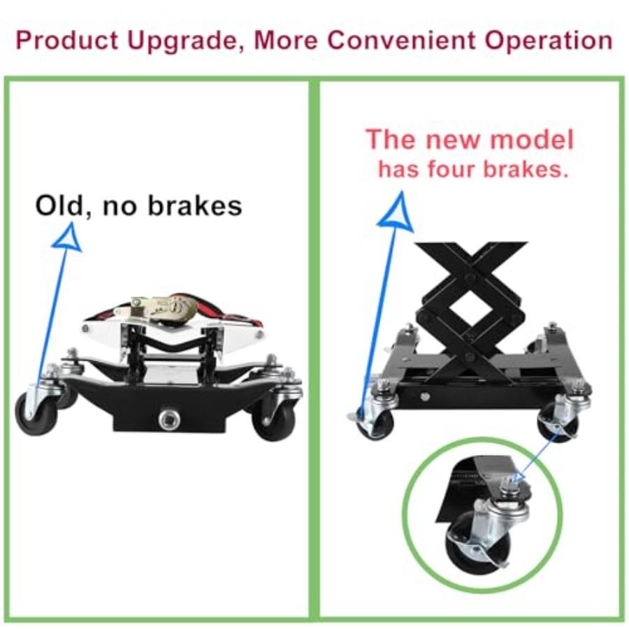 450 LBS Low Profile Transmission Jack - Heavy-Duty Auto Repair Lift with 7-23 Inch Hght Range 2M Safety Straps and 4 Brake Whee