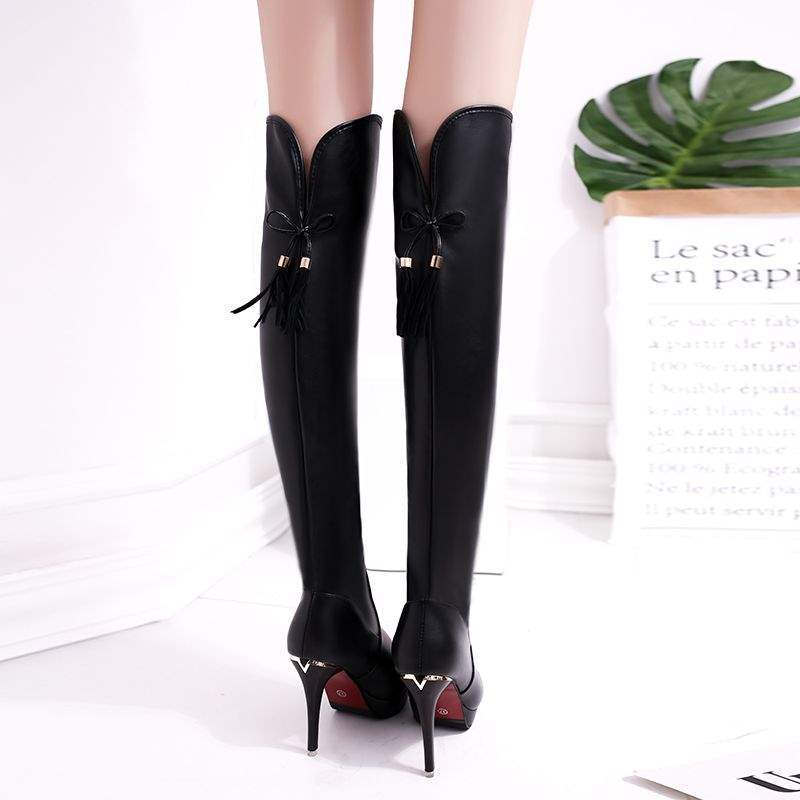 Over-knee Boots Women's 2025 New Side Zipper High Heels Sexy Thin Heel Pointed Boots Thin Leg Elastic Boots