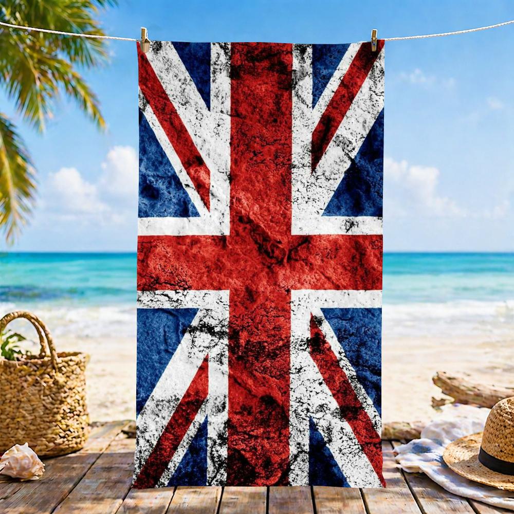 Vintage Uk Flag Towel Microfiber Beach Towel, Quick-Dry, Sand-Free, Ultra-Fine Fiber, Super Soft.